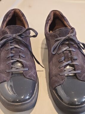 Crown Men's Suede & Patent Low-Top Sneakers - Navy Gray